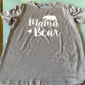 New Soft Gray mama bear T shirt